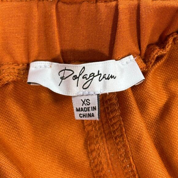 Polagram Paperbag Skirt Womens X-Small Orange Elastic Waist Contrast Stitch Slit - Picture 7 of 8